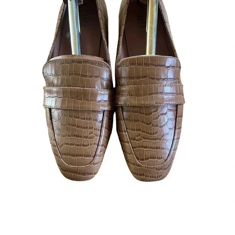J.Jill Women's Brown Cognac Croc Adelaide Loafers Size 8.5